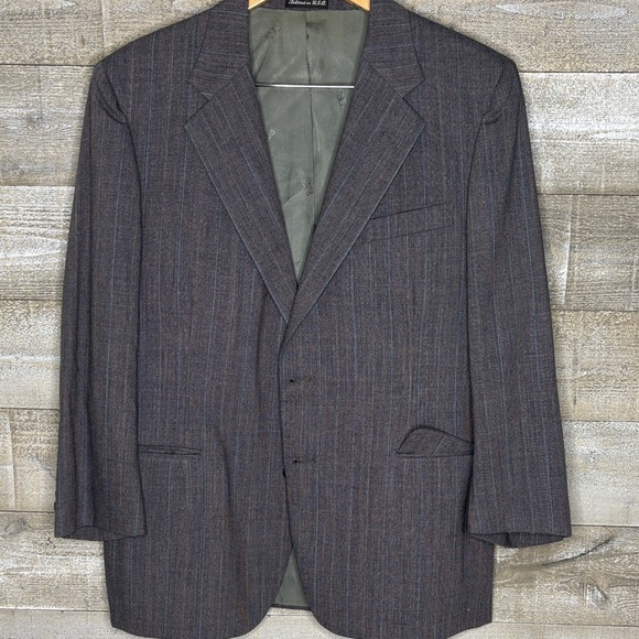 Daks London vintage 100 % pure new wool Gray Men's blazer sport Jacket pinstripe - Picture 1 of 6